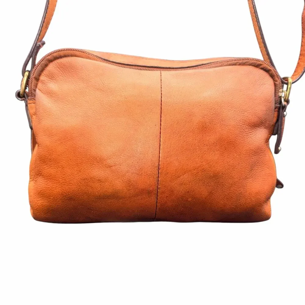 Born Brown Leather Crossbody Bag Small Vintage Boho Adjustable Strap